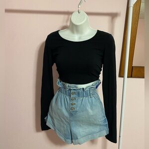 No Boundaries Junior's Size XS High Waisted Button Fly Denim Shorts